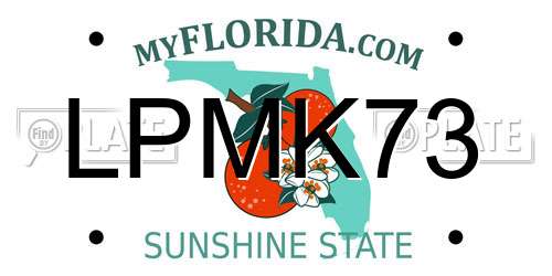 LPMK73 Florida License Plate