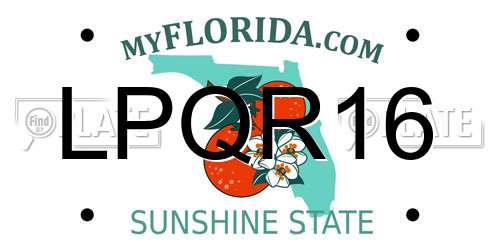 LPQR16 Florida License Plate