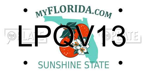 LPQV13 Florida License Plate