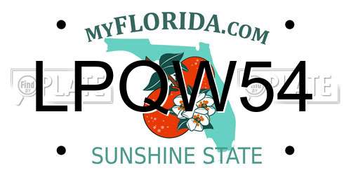 LPQW54 Florida License Plate
