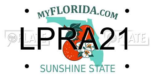 LPRA21 Florida License Plate