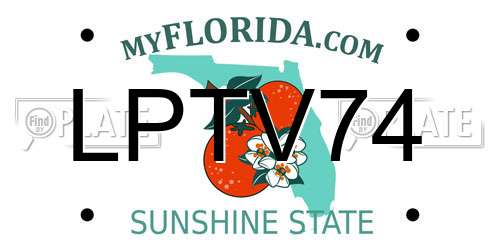 LPTV74 Florida License Plate