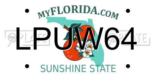 LPUW64 Florida License Plate