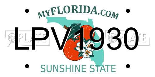 LPV1930 Florida License Plate