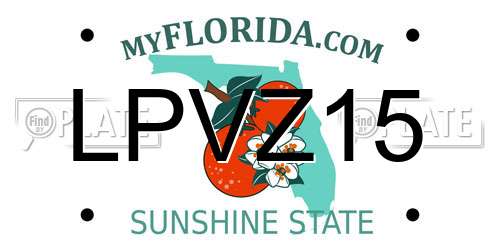 LPVZ15 Florida License Plate