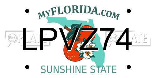 LPVZ74 Florida License Plate