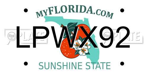 LPWX92 Florida License Plate