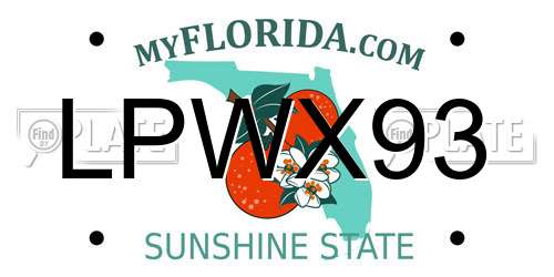 LPWX93 Florida License Plate