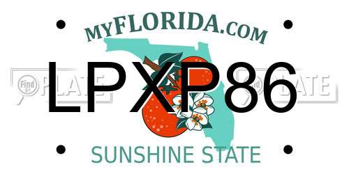 LPXP86 Florida License Plate