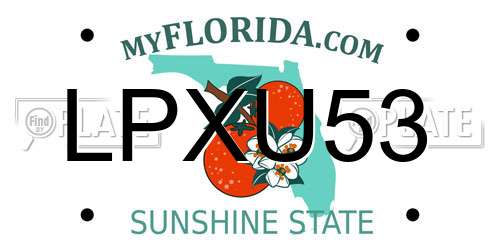 LPXU53 Florida License Plate