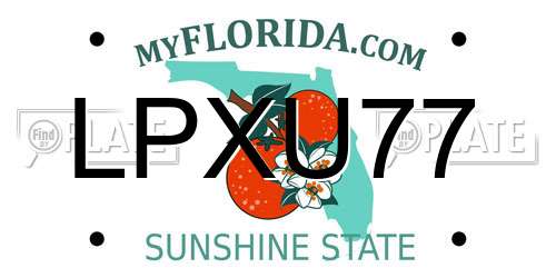 LPXU77 Florida License Plate