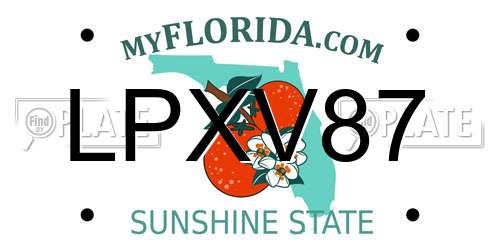 LPXV87 Florida License Plate