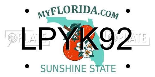 LPYK92 Florida License Plate
