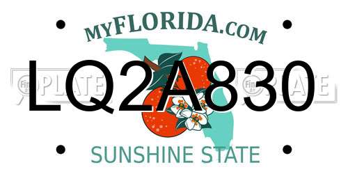 LQ2A830 Florida License Plate
