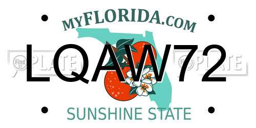 LQAW72 Florida License Plate
