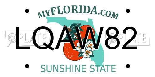 LQAW82 Florida License Plate