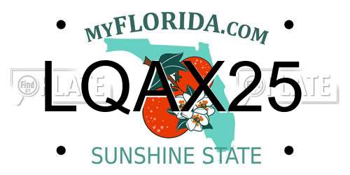 LQAX25 Florida License Plate