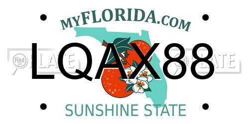 LQAX88 Florida License Plate