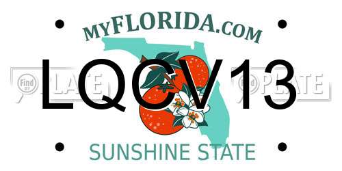 LQCV13 Florida License Plate