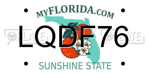 LQDF76 Florida License Plate