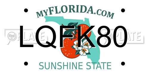 LQFK80 Florida License Plate