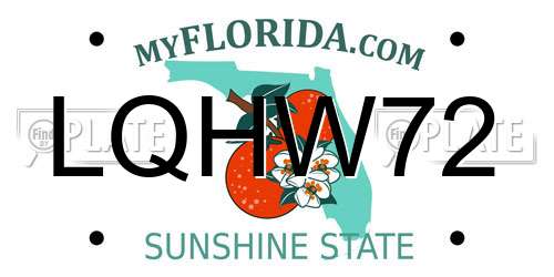 LQHW72 Florida License Plate