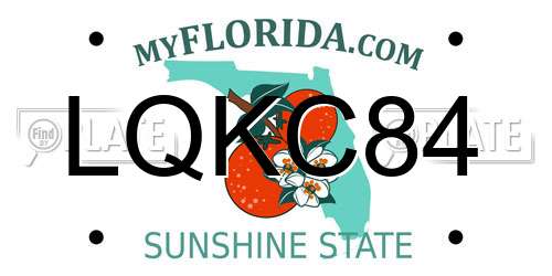 LQKC84 Florida License Plate