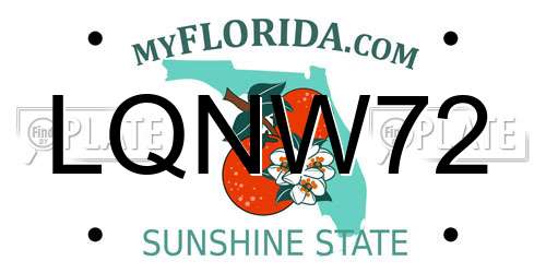 LQNW72 Florida License Plate