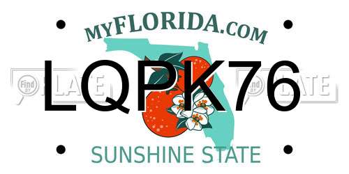 LQPK76 Florida License Plate