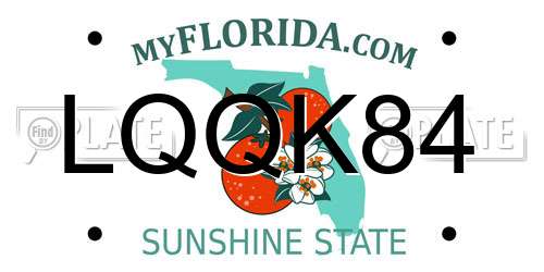 LQQK84 Florida License Plate