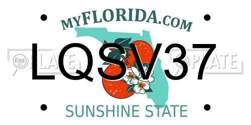 LQSV37 Florida License Plate