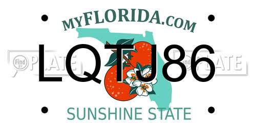 LQTJ86 Florida License Plate