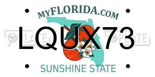 LQUX73 Florida License Plate