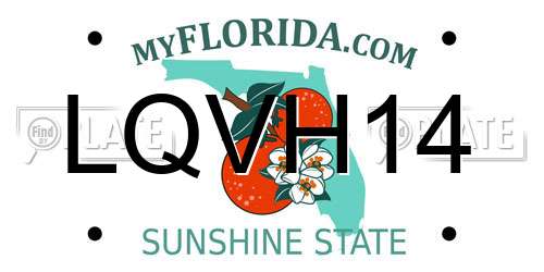 LQVH14 Florida License Plate