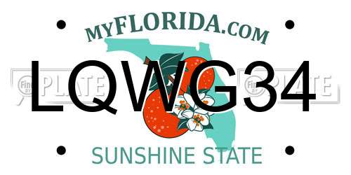 LQWG34 Florida License Plate