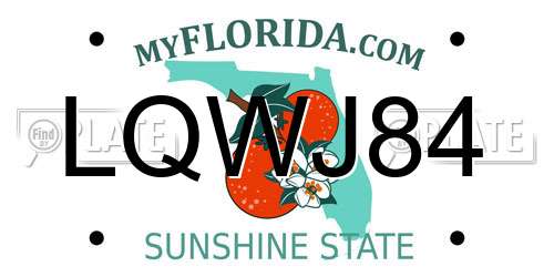 LQWJ84 Florida License Plate