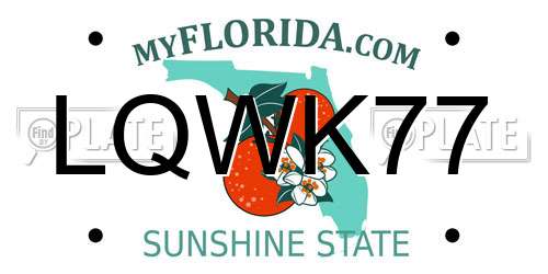 LQWK77 Florida License Plate