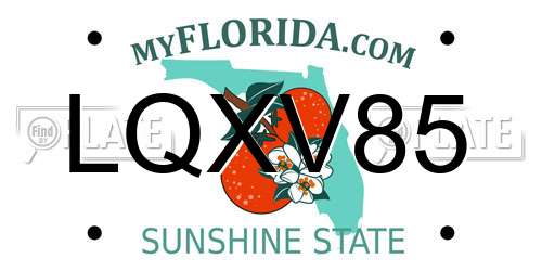 LQXV85 Florida License Plate