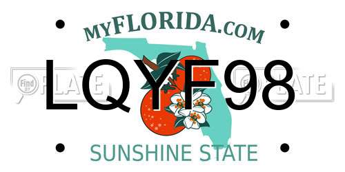 LQYF98 Florida License Plate