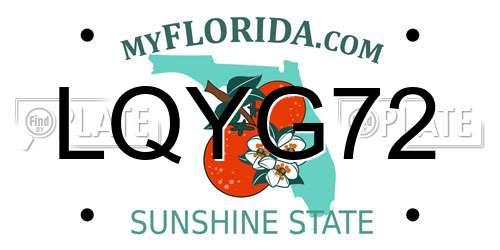 LQYG72 Florida License Plate