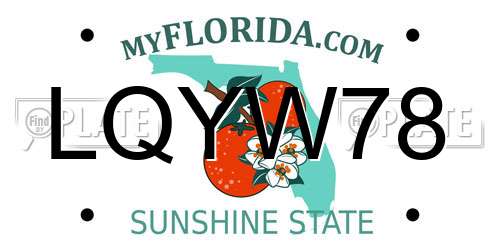 LQYW78 Florida License Plate
