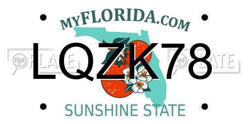 LQZK78 Florida License Plate