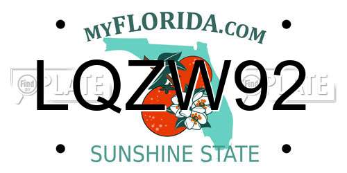LQZW92 Florida License Plate