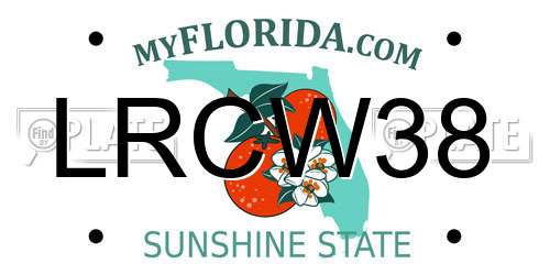 LRCW38 Florida License Plate