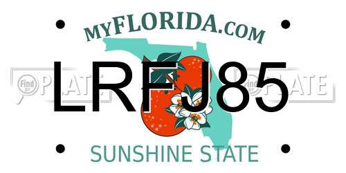 LRFJ85 Florida License Plate