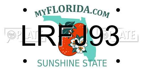 LRFJ93 Florida License Plate
