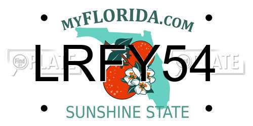 LRFY54 Florida License Plate