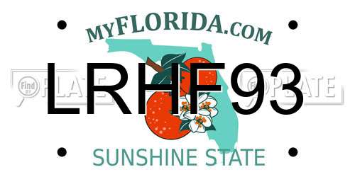 LRHF93 Florida License Plate