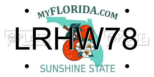 LRHW78 Florida License Plate