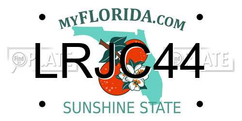 LRJC44 Florida License Plate